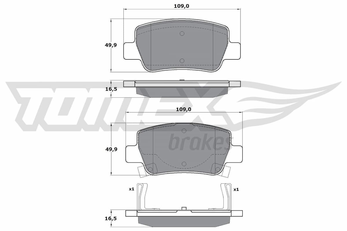 Bremžu uzliku kompl., Disku bremzes TOMEX Brakes TX 17-21 1