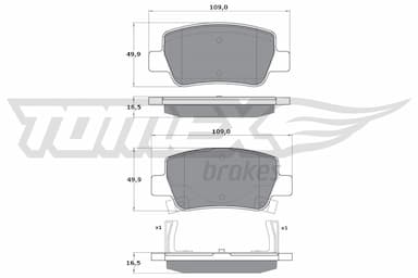 Bremžu uzliku kompl., Disku bremzes TOMEX Brakes TX 17-21 1