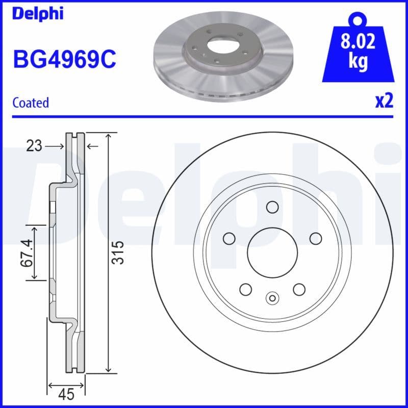 Bremžu diski DELPHI BG4969C 1