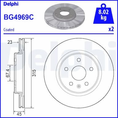 Bremžu diski DELPHI BG4969C 1