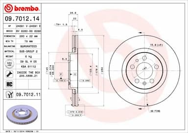 Bremžu diski BREMBO 09.7012.11 1