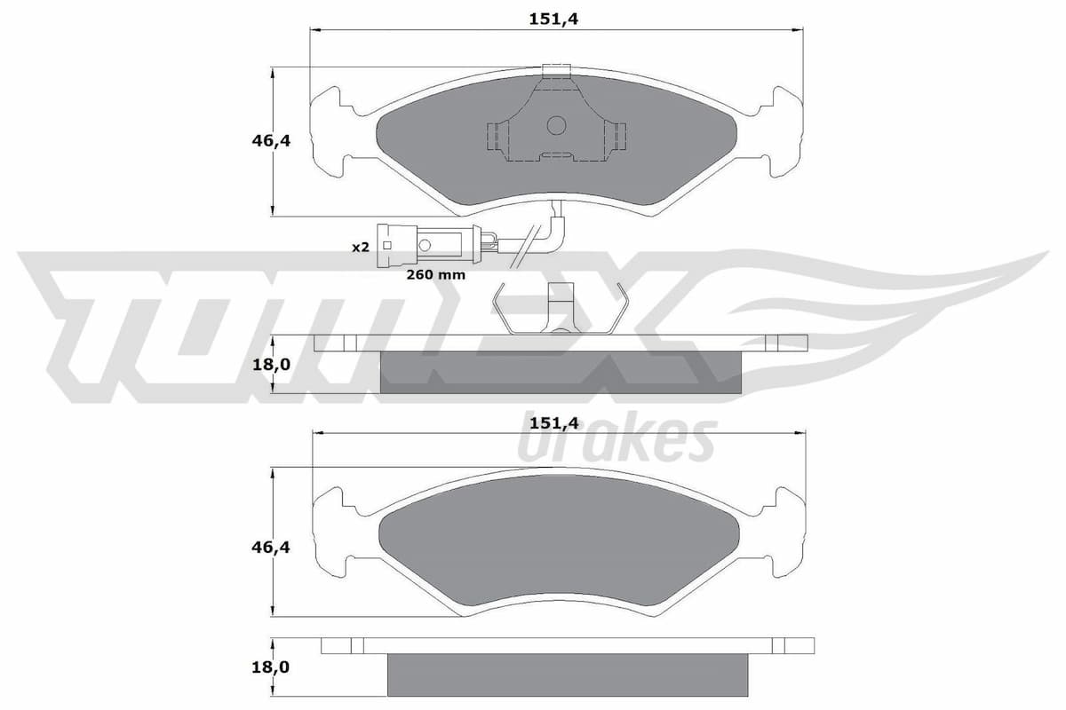 Bremžu uzliku kompl., Disku bremzes TOMEX Brakes TX 10-282 1