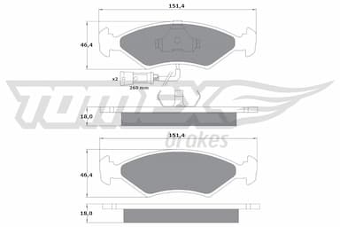 Bremžu uzliku kompl., Disku bremzes TOMEX Brakes TX 10-282 1