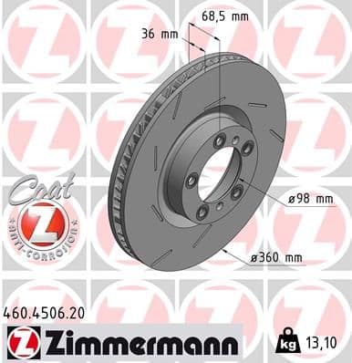 Bremžu diski ZIMMERMANN 460.4506.20 1