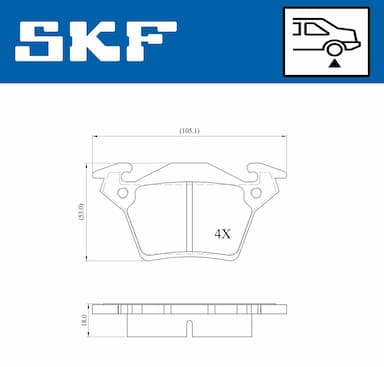 Bremžu uzliku kompl., Disku bremzes SKF VKBP 90568 2