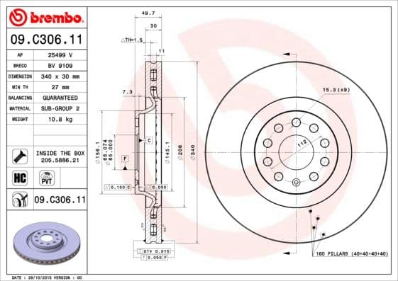 Bremžu diski BREMBO 09.C306.11 1