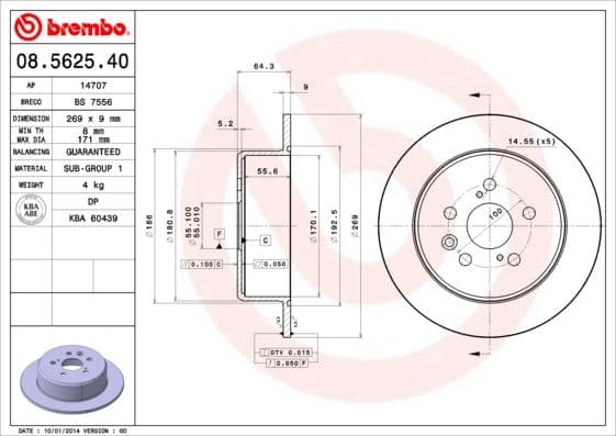 Bremžu diski BREMBO 08.5625.40 1