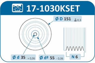 Siksnas skriemeļa komplekts, Kloķvārpsta IJS GROUP 17-1030KSET 2