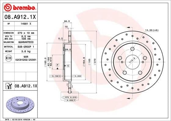 Bremžu diski BREMBO 08.A912.1X 1