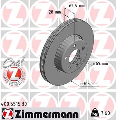 Bremžu diski ZIMMERMANN 400.5515.30 1