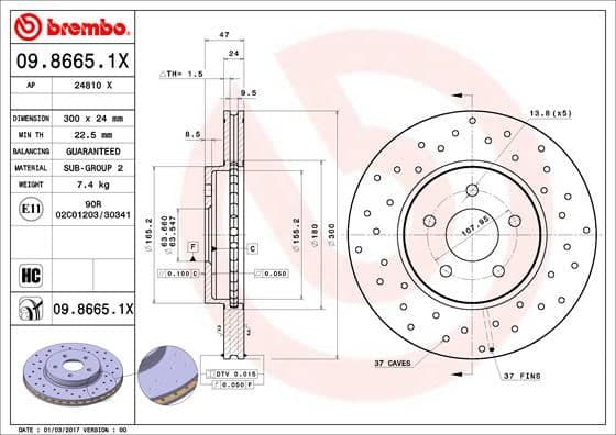 Bremžu diski BREMBO 09.8665.1X 1