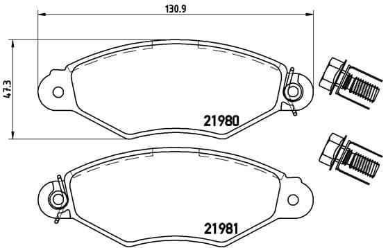 Bremžu uzliku kompl., Disku bremzes BREMBO P 61 098 1