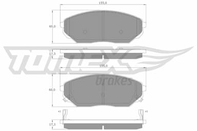 Bremžu uzliku kompl., Disku bremzes TOMEX Brakes TX 15-53 1