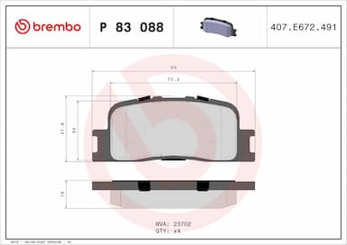 Bremžu uzliku kompl., Disku bremzes BREMBO P 83 088 1