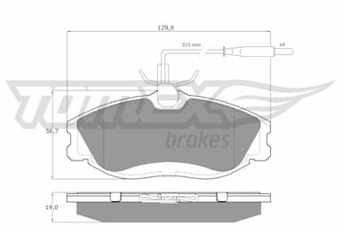 Bremžu uzliku kompl., Disku bremzes TOMEX Brakes TX 11-62 1