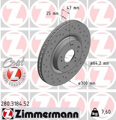 Bremžu diski ZIMMERMANN 280.3184.52 1