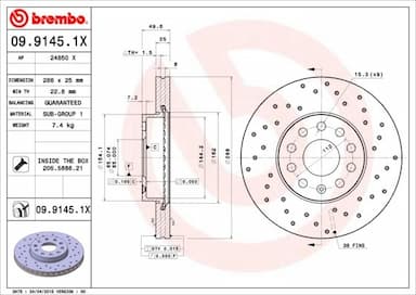 Bremžu diski BREMBO 09.9145.1X 1