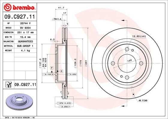 Bremžu diski BREMBO 09.C927.11 1