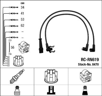 Augstsprieguma vadu komplekts NGK 8470 1