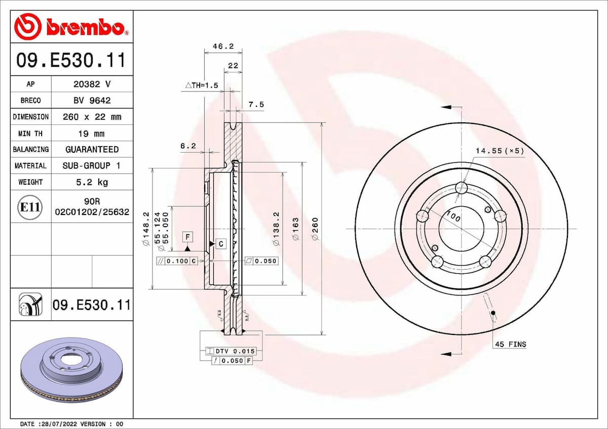 Bremžu diski BREMBO 09.E530.11 1