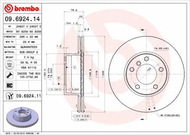 Bremžu diski BREMBO 09.6924.11 1