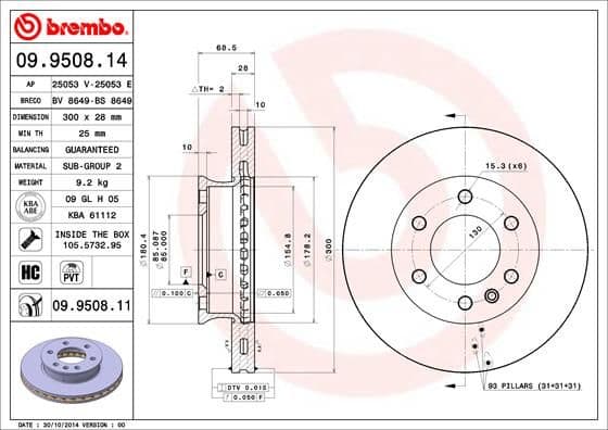 Bremžu diski BREMBO 09.9508.11 1