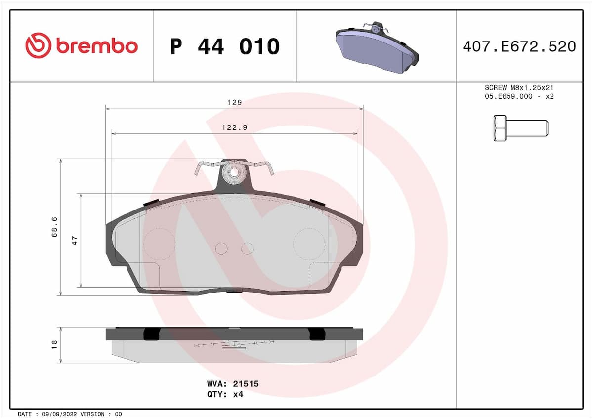 Bremžu uzliku kompl., Disku bremzes BREMBO P 44 010 1