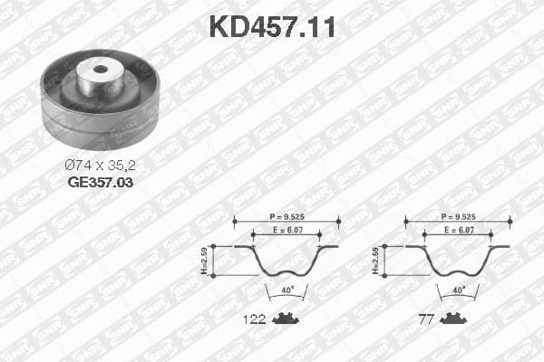 Zobsiksnas komplekts SNR KD457.11 1