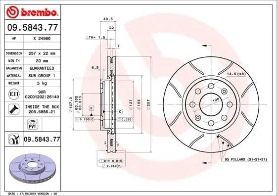 Bremžu diski BREMBO 09.5843.77 1