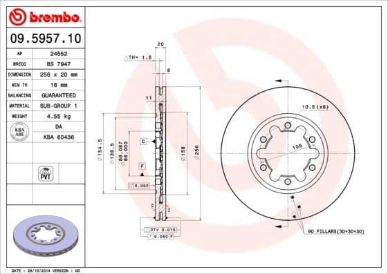 Bremžu diski BREMBO 09.5957.10 1