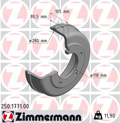 Bremžu trumulis ZIMMERMANN 250.1771.00 1