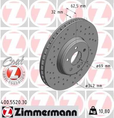 Bremžu diski ZIMMERMANN 400.5520.30 1