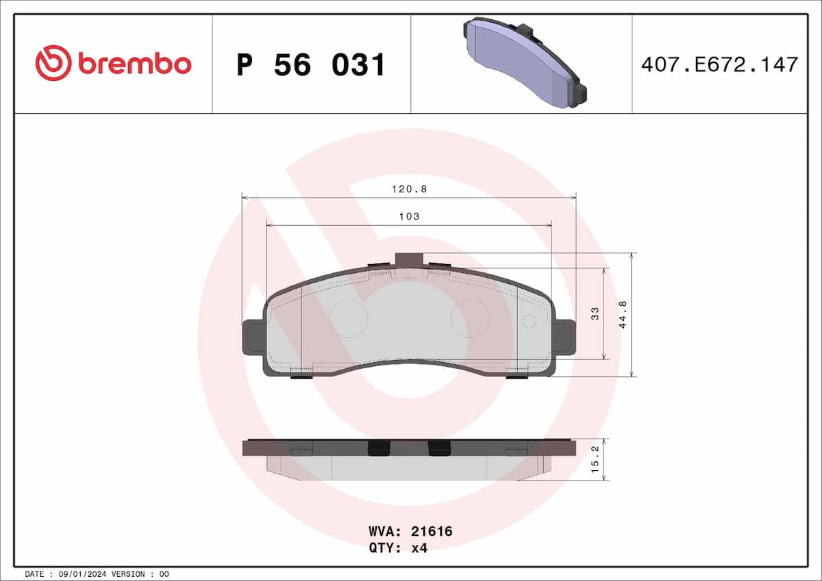 Bremžu uzliku kompl., Disku bremzes BREMBO P 56 031 1