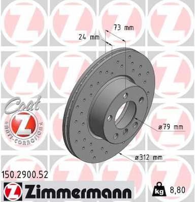 Bremžu diski ZIMMERMANN 150.2900.52 1