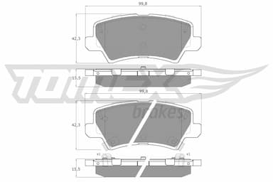 Bremžu uzliku kompl., Disku bremzes TOMEX Brakes TX 19-67 1