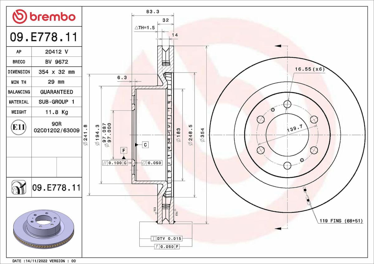 Bremžu diski BREMBO 09.E778.11 1