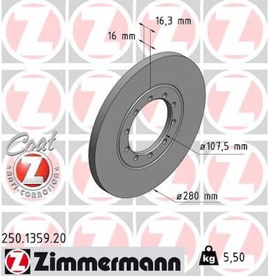 Bremžu diski ZIMMERMANN 250.1359.20 1