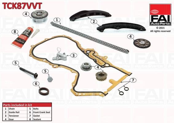 Sadales vārpstas piedziņas ķēdes komplekts FAI AutoParts TCK87VVT 1