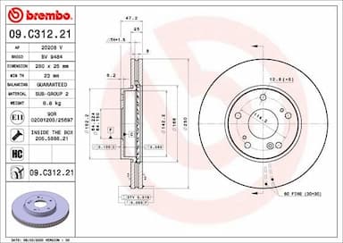 Bremžu diski BREMBO 09.C312.21 1