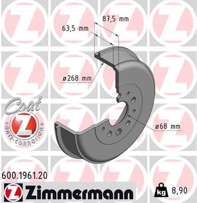 Bremžu trumulis ZIMMERMANN 600.1961.20 1