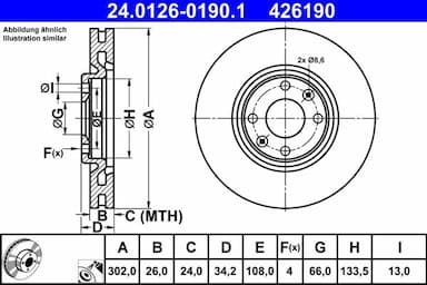 Bremžu diski ATE 24.0126-0190.1 1