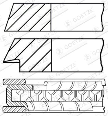 Virzuļa gredzenu komplekts GOETZE ENGINE 08-101200-00 1