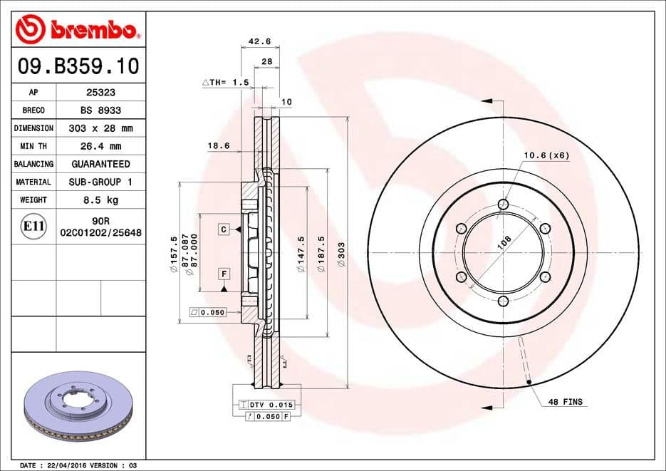 Bremžu diski BREMBO 09.B359.10 1