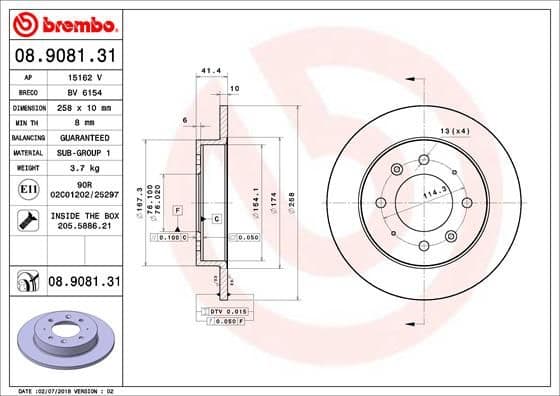 Bremžu diski BREMBO 08.9081.31 1