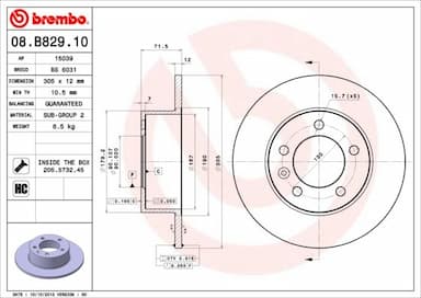 Bremžu diski BREMBO 08.B829.10 1