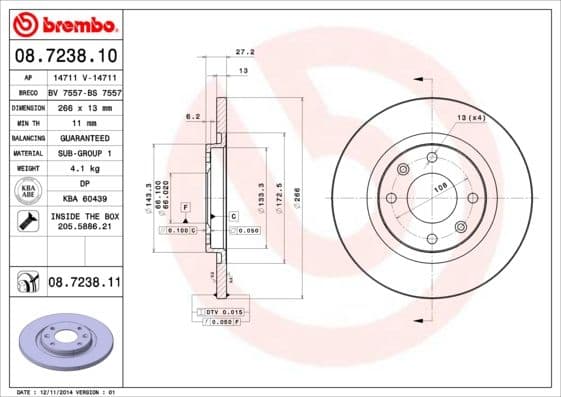 Bremžu diski BREMBO 08.7238.11 1