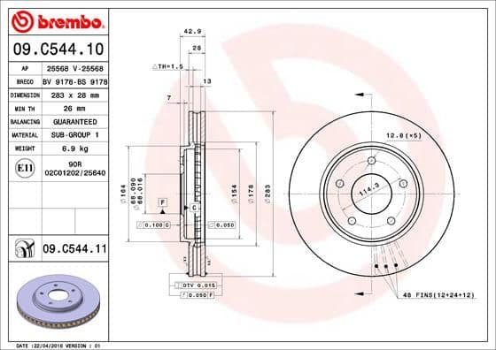 Bremžu diski BREMBO 09.C544.11 1