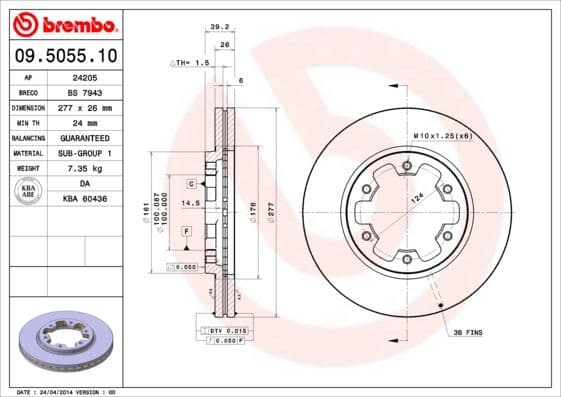 Bremžu diski BREMBO 09.5055.10 1