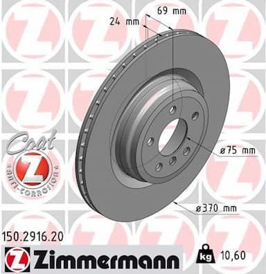 Bremžu diski ZIMMERMANN 150.2916.20 1