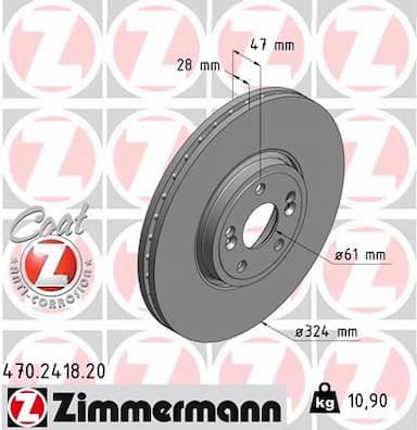 Bremžu diski ZIMMERMANN 470.2418.20 1